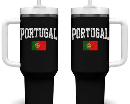 Vintage Portugal Flag Portuguese Pride Throwback Design Tumbler With Handle