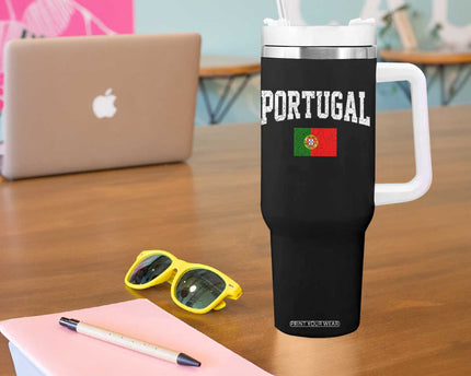 Vintage Portugal Flag Portuguese Pride Throwback Design Tumbler With Handle