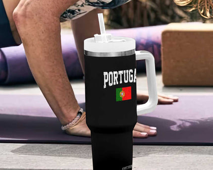 Vintage Portugal Flag Portuguese Pride Throwback Design Tumbler With Handle