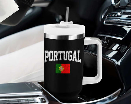 Vintage Portugal Flag Portuguese Pride Throwback Design Tumbler With Handle