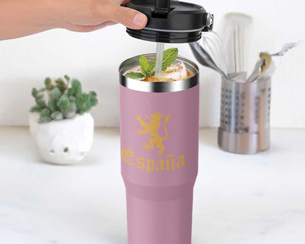 Espana Spain Lion Symbol Spanish Spaniard Pride Flip Straw Tumbler