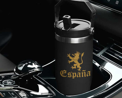 Espana Spain Lion Symbol Spanish Spaniard Pride Flip Straw Tumbler