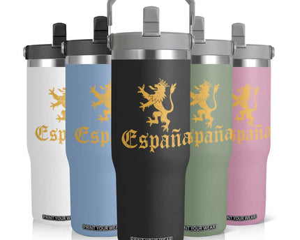 Espana Spain Lion Symbol Spanish Spaniard Pride Flip Straw Tumbler