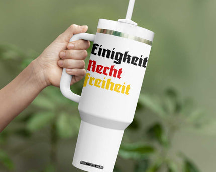 German Heritage Tumbler With Handle Einigkeit Recht Freiheit Germany Flag
