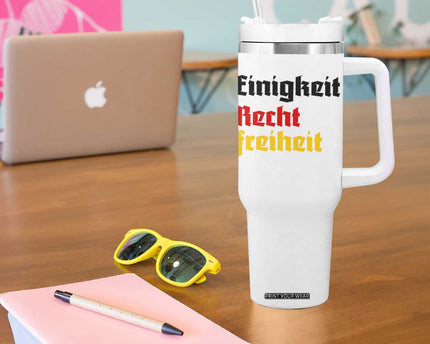 German Heritage Tumbler With Handle Einigkeit Recht Freiheit Germany Flag