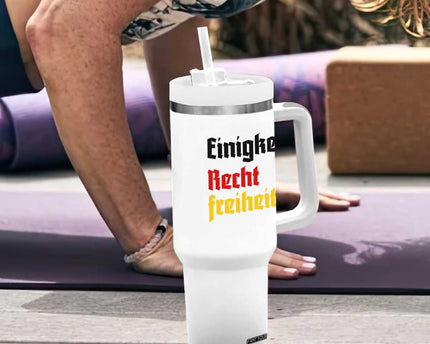 German Heritage Tumbler With Handle Einigkeit Recht Freiheit Germany Flag
