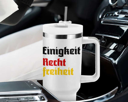 German Heritage Tumbler With Handle Einigkeit Recht Freiheit Germany Flag