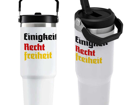 German Heritage Flip Straw Tumbler Einigkeit Recht Freiheit Germany Flag
