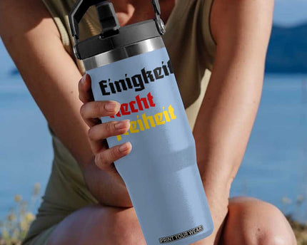 German Heritage Flip Straw Tumbler Einigkeit Recht Freiheit Germany Flag