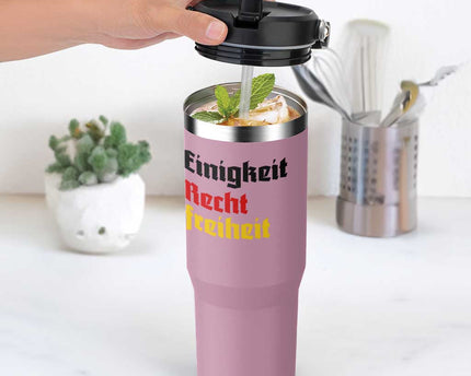 German Heritage Flip Straw Tumbler Einigkeit Recht Freiheit Germany Flag