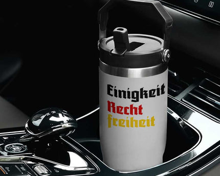 German Heritage Flip Straw Tumbler Einigkeit Recht Freiheit Germany Flag