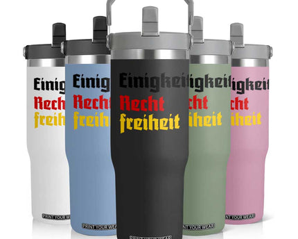 German Heritage Flip Straw Tumbler Einigkeit Recht Freiheit Germany Flag
