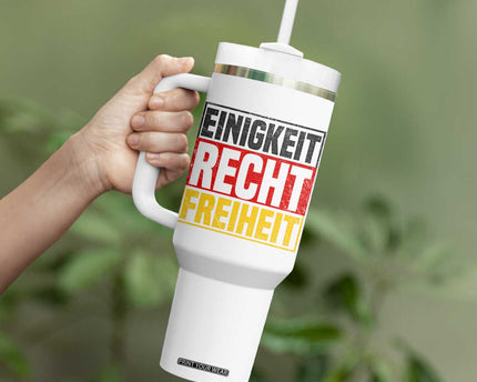 Proud Germany Tumbler With Handle Einigkeit Recht Freiheit German Flag