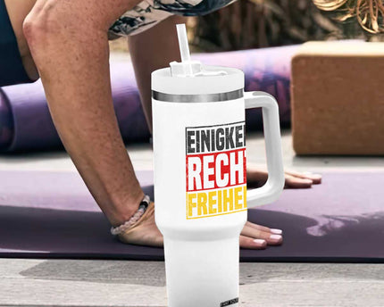 Proud Germany Tumbler With Handle Einigkeit Recht Freiheit German Flag