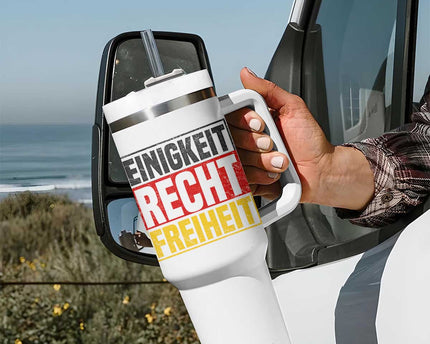 Proud Germany Tumbler With Handle Einigkeit Recht Freiheit German Flag