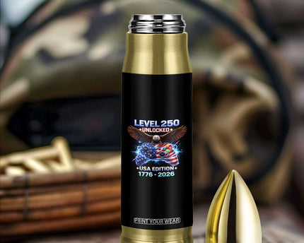 USA 250th Anniversary Gamer Bullet Tumbler Level 250 USA Edition 1776 2026 Bald Eagle