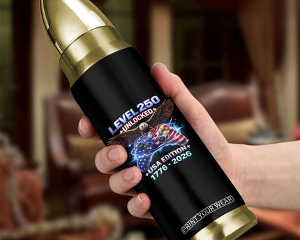 USA 250th Anniversary Gamer Bullet Tumbler Level 250 USA Edition 1776 2026 Bald Eagle