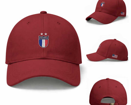 Vintage France Football Crest Two Stars French Flag Baseball Cap