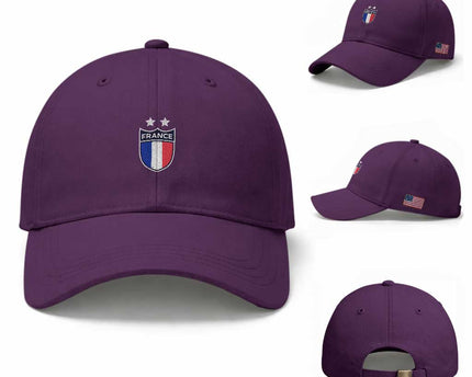 Vintage France Football Crest Two Stars French Flag Baseball Cap