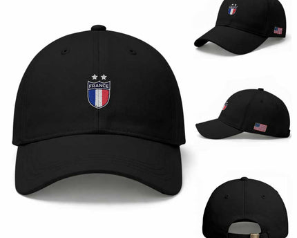 Vintage France Football Crest Two Stars French Flag Baseball Cap