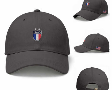 Vintage France Football Crest Two Stars French Flag Baseball Cap