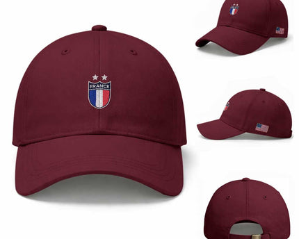 Vintage France Football Crest Two Stars French Flag Baseball Cap