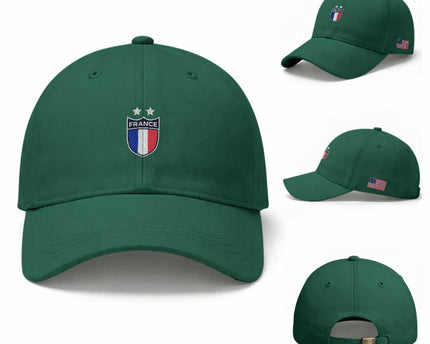 Vintage France Football Crest Two Stars French Flag Baseball Cap