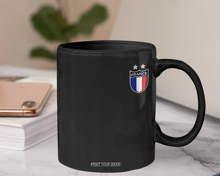 Vintage France Football Crest Two Stars French Flag Coffee Mug