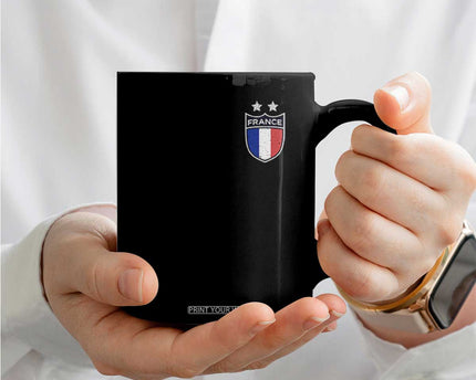Vintage France Football Crest Two Stars French Flag Coffee Mug