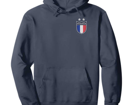 Vintage France Football Crest Two Stars French Flag Hoodie