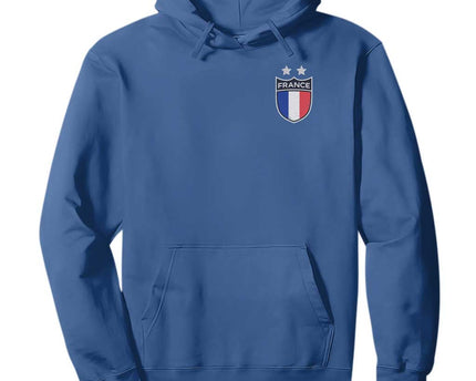 Vintage France Football Crest Two Stars French Flag Hoodie