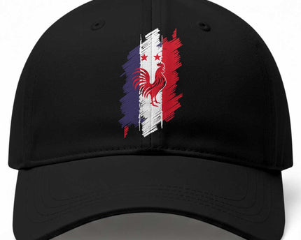 France Gallic Rooster Football Two Stars Brushstroke French Flag Graphic Baseball Cap