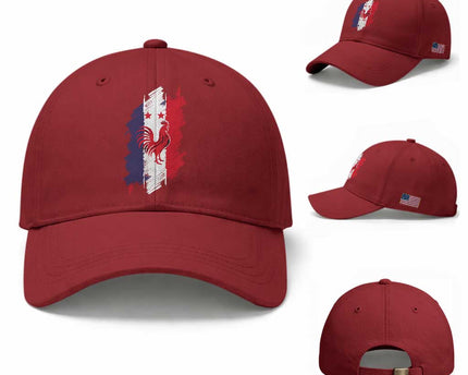France Gallic Rooster Football Two Stars Brushstroke French Flag Graphic Baseball Cap