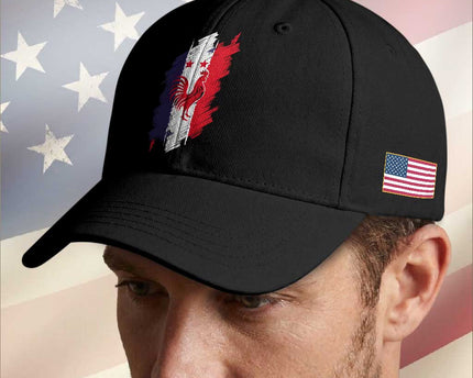 France Gallic Rooster Football Two Stars Brushstroke French Flag Graphic Baseball Cap