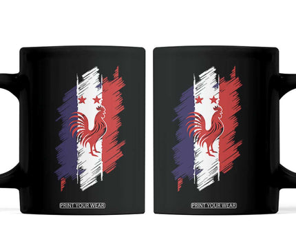 France Gallic Rooster Football Two Stars Brushstroke French Flag Graphic Coffee Mug