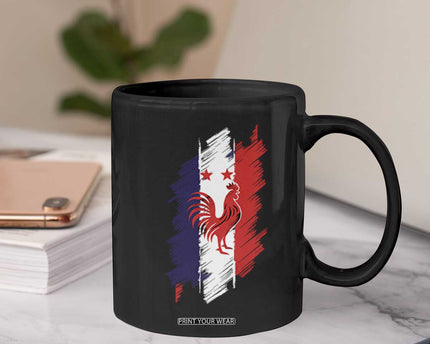France Gallic Rooster Football Two Stars Brushstroke French Flag Graphic Coffee Mug
