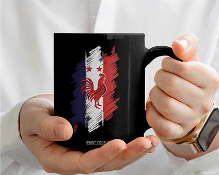 France Gallic Rooster Football Two Stars Brushstroke French Flag Graphic Coffee Mug