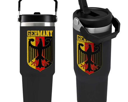 Proud Germany Flip Straw Tumbler Bundesadler Coat of Arms German Flag