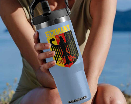 Proud Germany Flip Straw Tumbler Bundesadler Coat of Arms German Flag