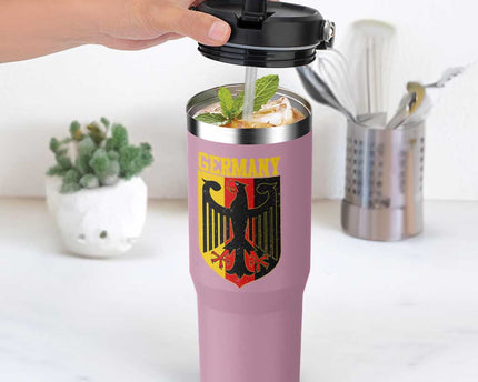 Proud Germany Flip Straw Tumbler Bundesadler Coat of Arms German Flag