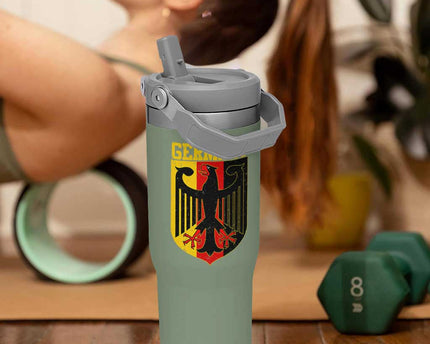 Proud Germany Flip Straw Tumbler Bundesadler Coat of Arms German Flag