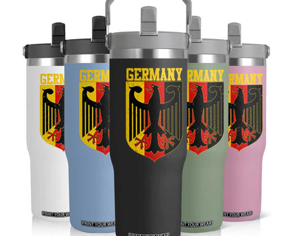 Proud Germany Flip Straw Tumbler Bundesadler Coat of Arms German Flag