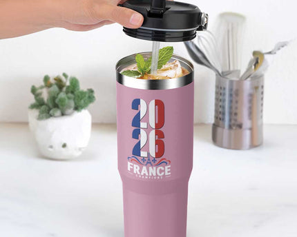Vintage France Soccer Fan Flip Straw Tumbler French Football Pride 2026