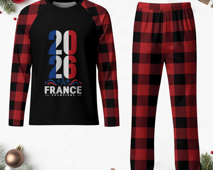 Vintage France Soccer Fan Plaid Pajama Set French Football Pride 2026