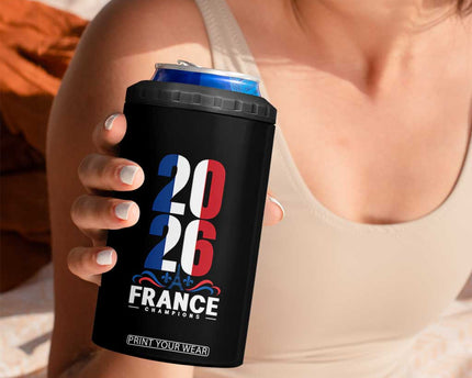 Vintage France Soccer Fan 4 in 1 Can Cooler Tumbler French Football Pride 2026