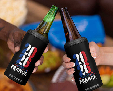 Vintage France Soccer Fan 4 in 1 Can Cooler Tumbler French Football Pride 2026