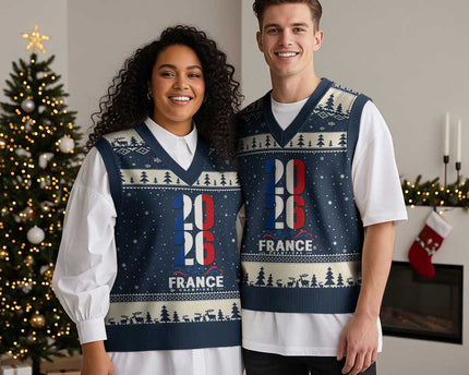 Vintage France Soccer Fan V-Neck Knit Sweater Vest French Football Pride 2026