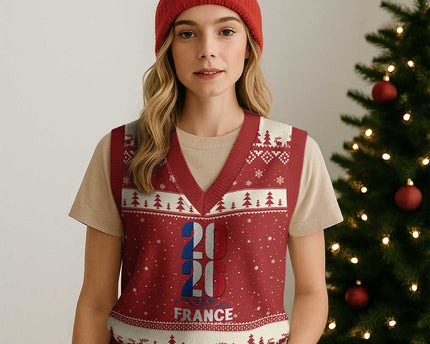 Vintage France Soccer Fan V-Neck Knit Sweater Vest French Football Pride 2026