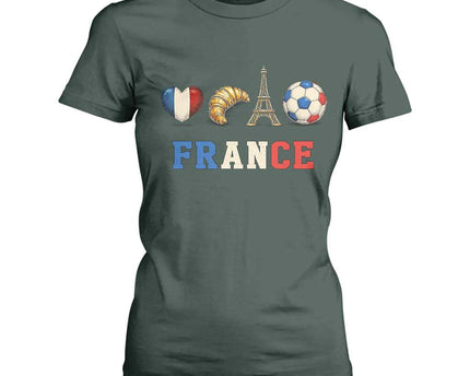 French Football Fan T-Shirt For Women France Soccer Game Day Gift