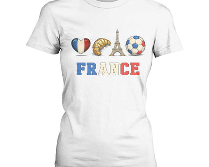 French Football Fan T-Shirt For Women France Soccer Game Day Gift